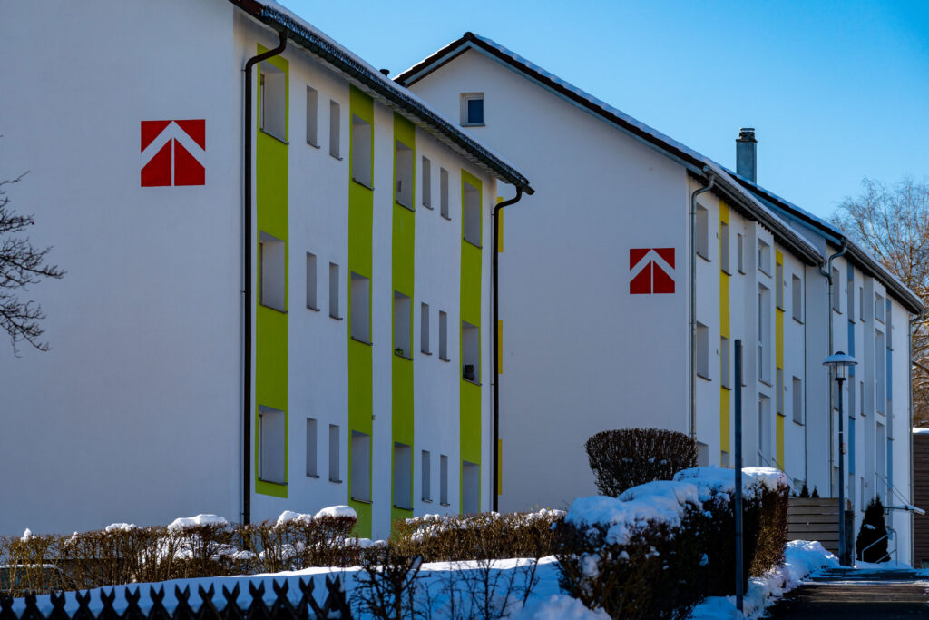 Häuser der Baugenossenschaft im Winter
